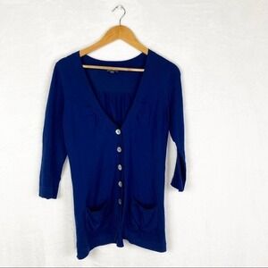 Lilla P. Navy Blue Pima Cotton Cardigan Sweater S